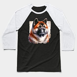 Akita Watercolor Painting - Beautiful Dog Baseball T-Shirt